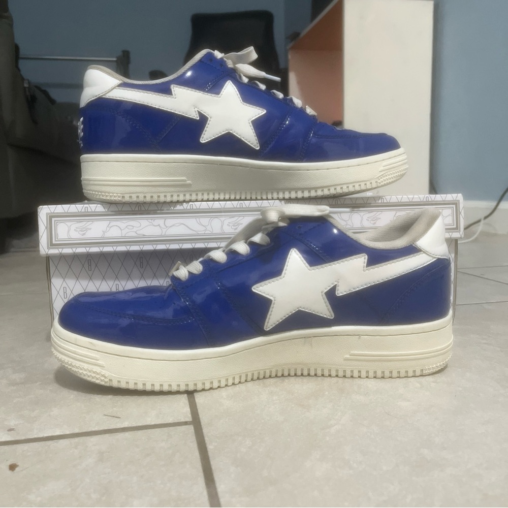 A Bathing Ape Bapesta Patent Blue shoes 10.5